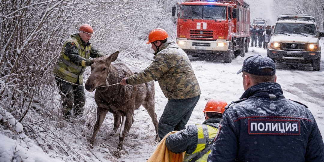 В Крутцах спасли лосенка