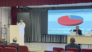 Виктория Дудченко выступает с докладом. / ФОТО из архива администрации Ленинского поселения Администратор  📷
