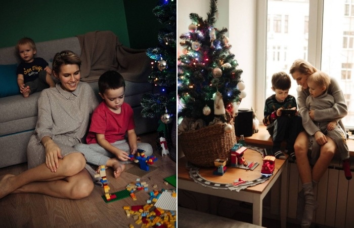 Дарья Мельникова с детьми.