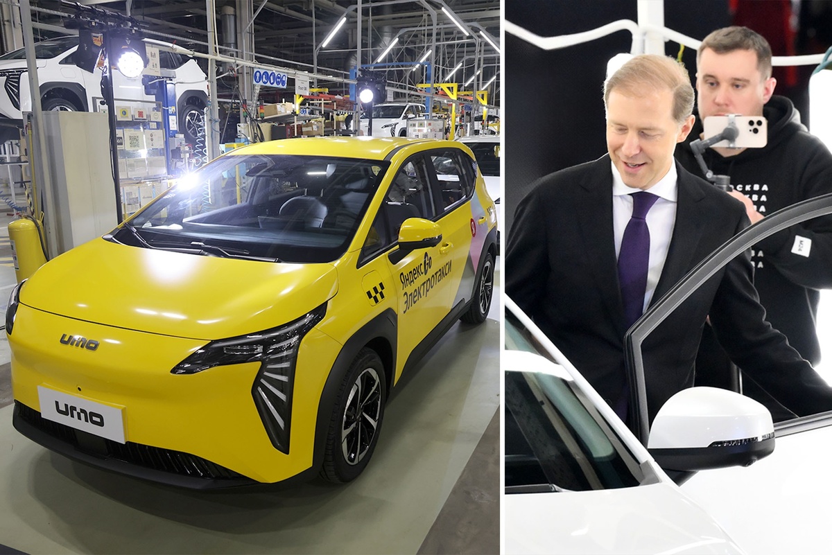    Первым за рулем электромобиля побывал Денис Мантуров, первый зампредседателя правительства РФ. / Фото: Аркадий Колыбалов, РИА Новости