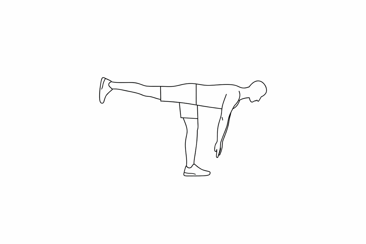 Румынская тяга на одной ноге - 10 раз на ногу (для усложнения возьмите в руку дополнительный вес)