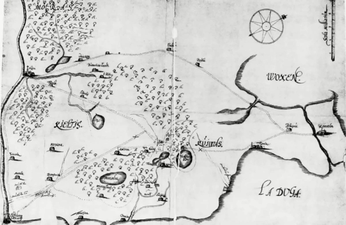    Карта с изображением Королевского почтового тракта на 1634 год