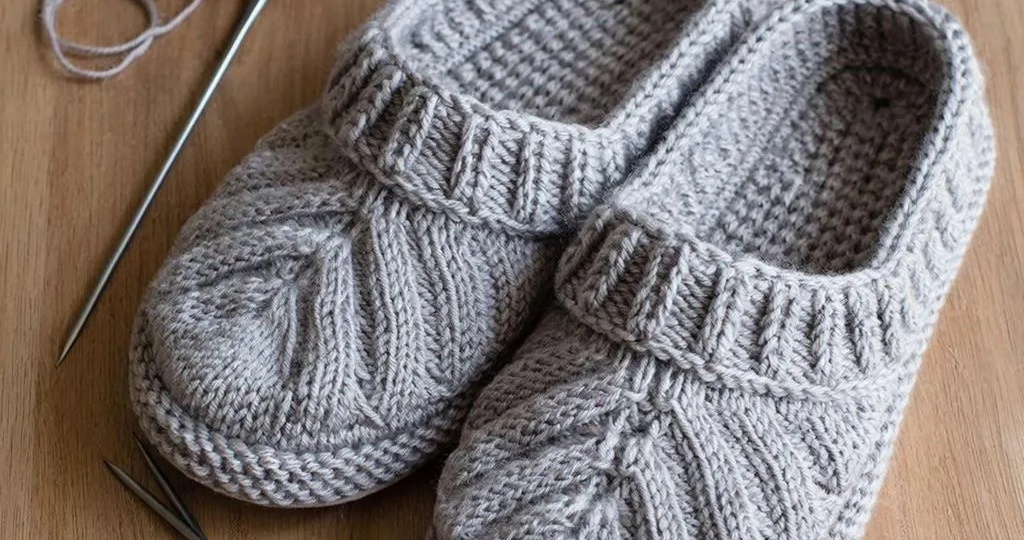 Уют в каждом шаге: Вязаные спицами тапочки ручной работы
