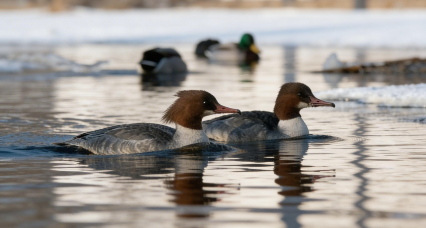    Крохали успешно гнездятся на Финском заливе в Петербурге. Фото: телеграм-канал Павла Глазкова "Каждой твари по паре"