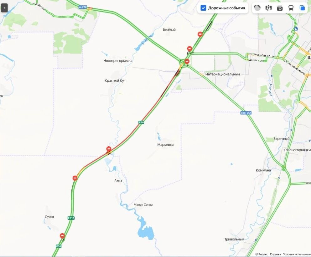    Пробка в сторону Ростова растянулась на 10 километров и продолжает расти   Яндекс. Карты