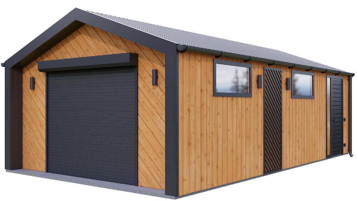 Гараж с хозблоком 4,5х8,0м для одного авто (электропривод ворот и кронштейн для колес в подарок)