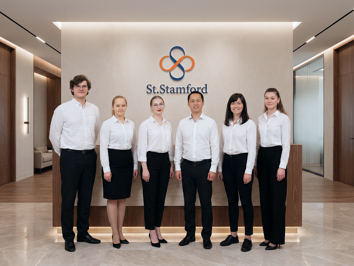фото команды ООО «Святой Стэмфорд» с подписью: Команда российского консультационного центра по всем организационным вопросам

