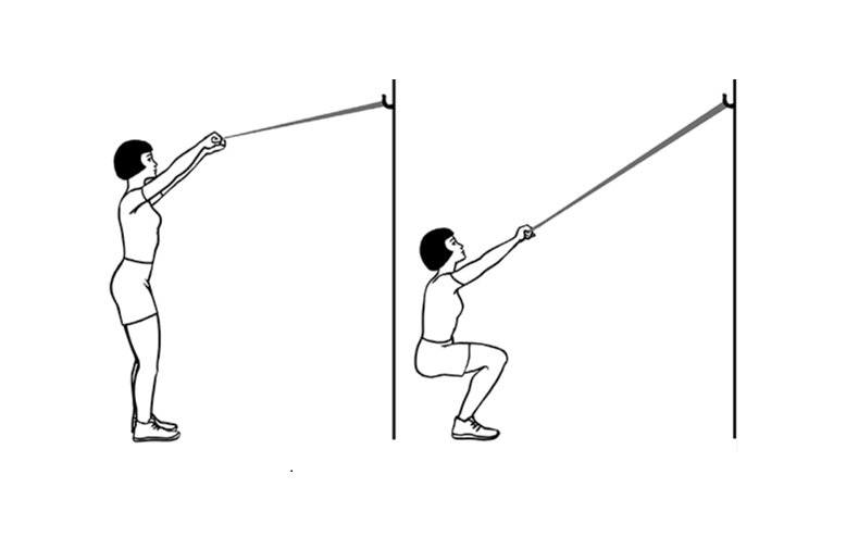 Рис. 1 Приседания с резиновым амортизатором