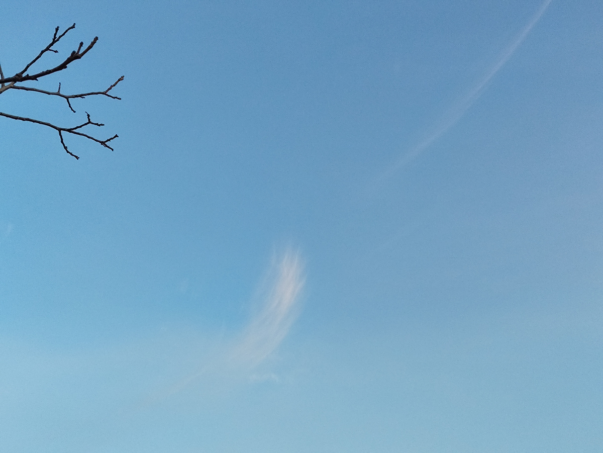 Смешное облачко, как будто кисточкой мазнули...