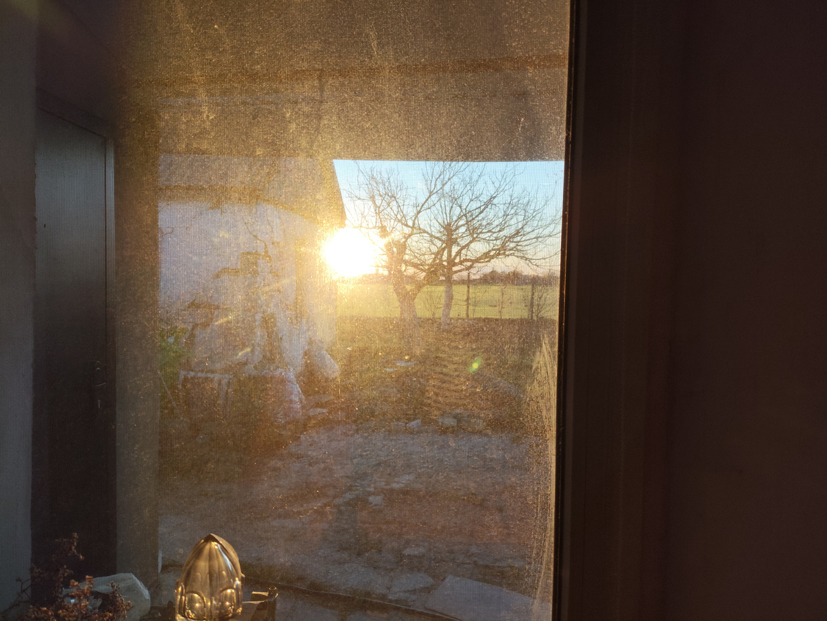 А это в окно. Ну да, не чистое, да еще и с сеткой. Но все равно ярко и красиво.