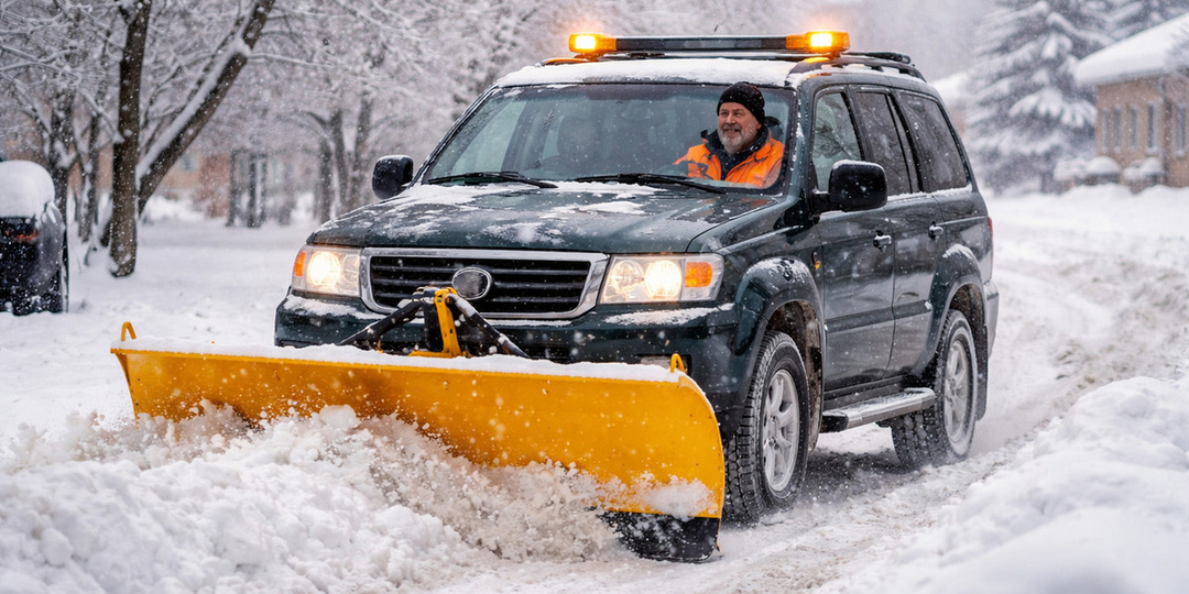 Житель Раменского расчищает улицы для соседей на авто с отвалом