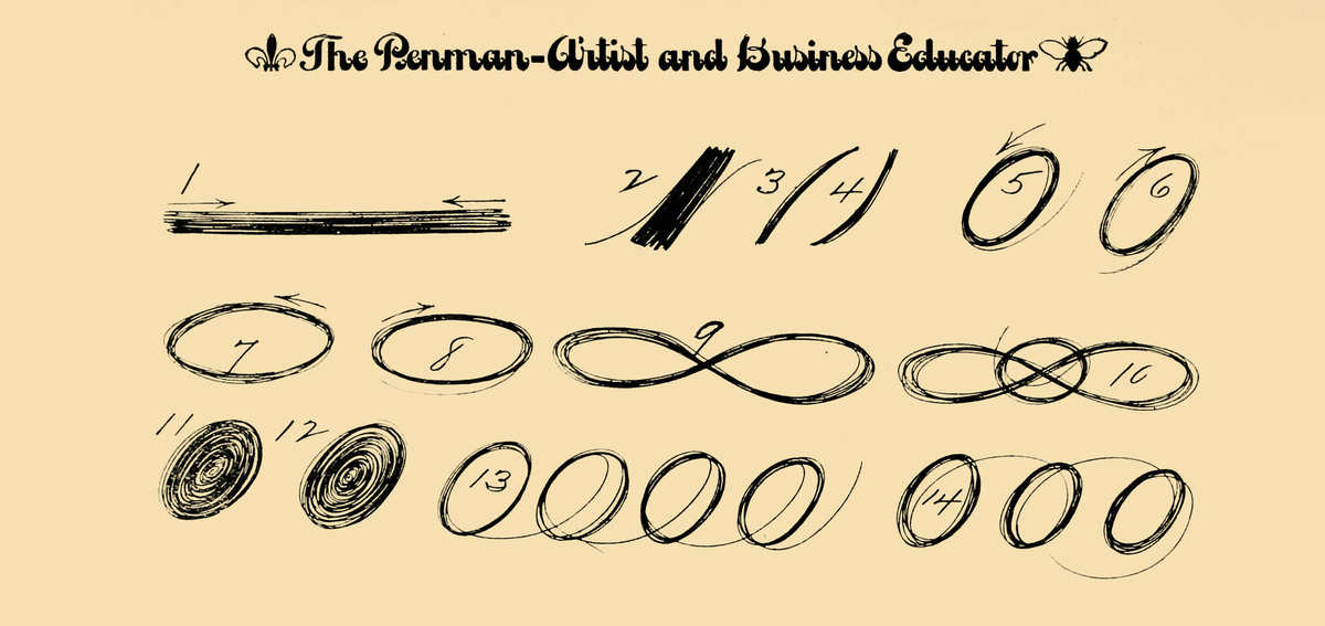 Карандашные упражнения для каллиграфов из журнала «The Penart-Artist and Business Educator».