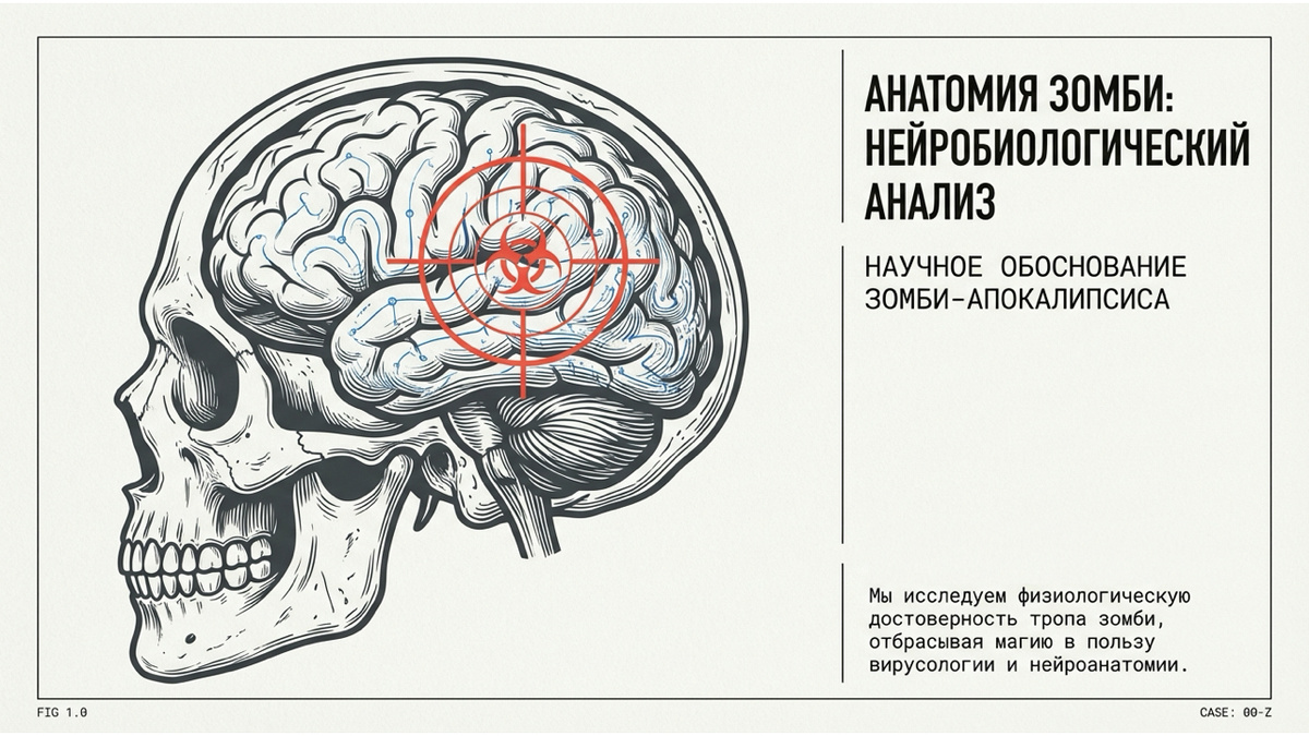 Какое утверждение о существовании зомби считается научно допустимым согласно источнику?

A.
Ожившие мертвецы, восставшие из могил.

B.
Люди, находящиеся под воздействием магических заклинаний.

C.
Живой человек, чей мозг поражен специфическим вирусом.

D.
Киборги, управляемые через нейронный интерфейс.