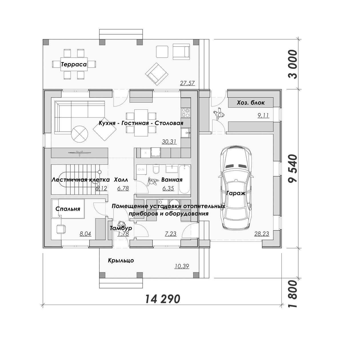 Планировка 1 этажа