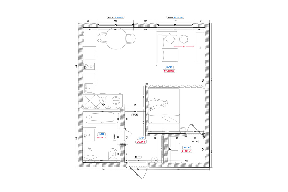Планировочное решение и расстановка мебели