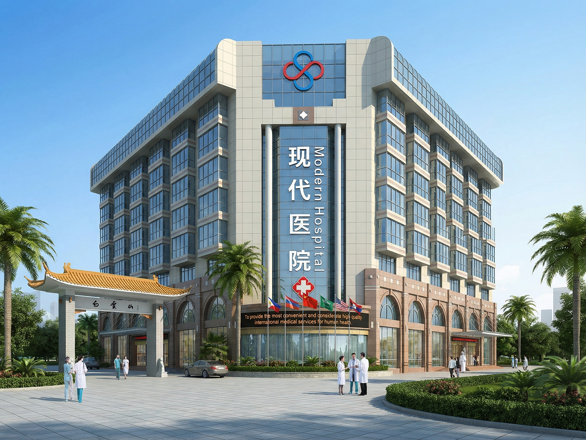 Фото клиники с подписью Клиника St.Stamford Modern Cancer Hospital Guangzhou в Китае