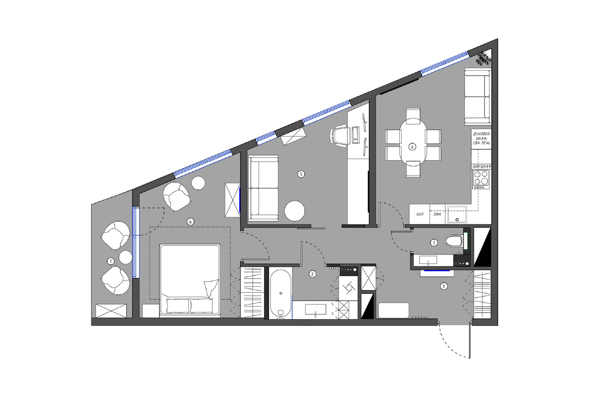 Итоговая планировка и расстановка мебели