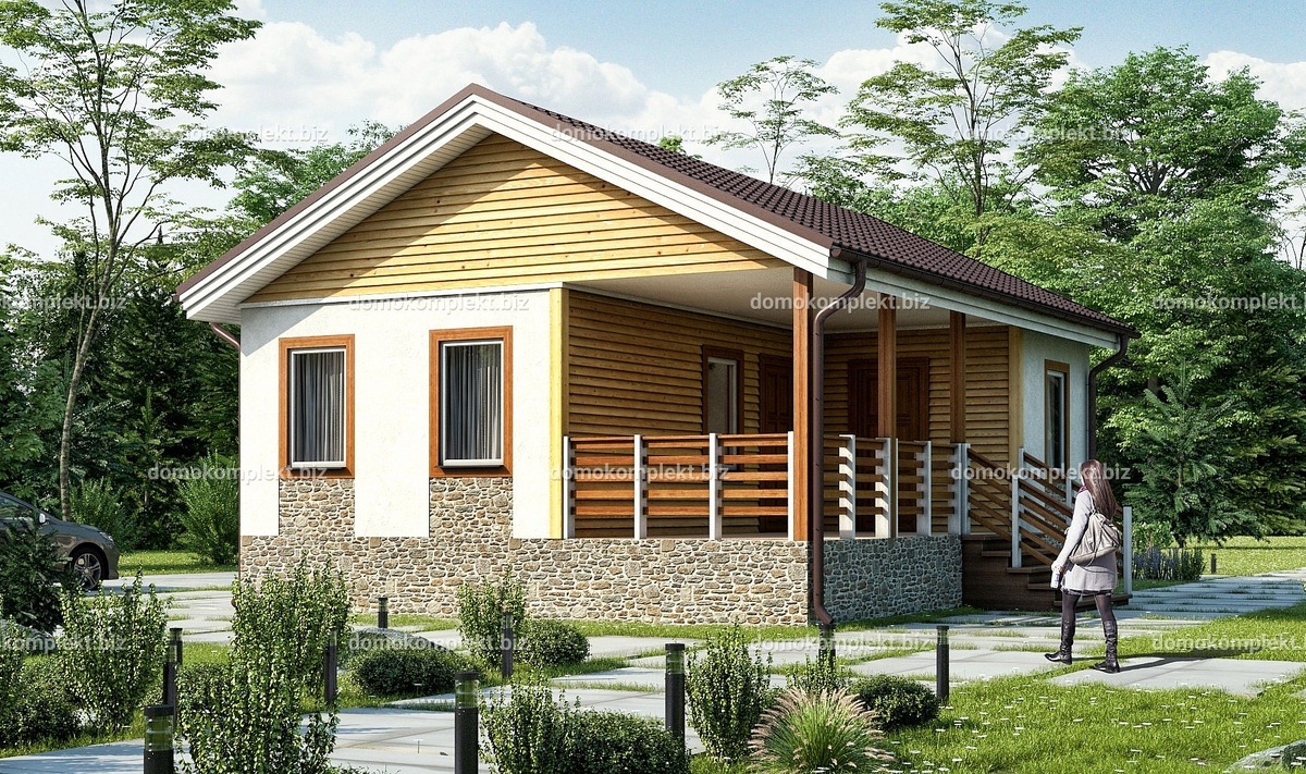 Проект "Лимбо", 64,4 кв.м, с просторным крыльцом-террасой 