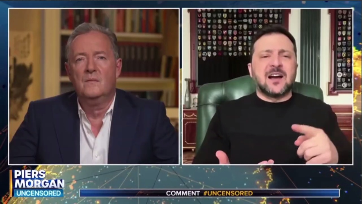 Пирс Морган задаёт вопросы Владимиру Зеленскому, который задаёт вопросы союзникам