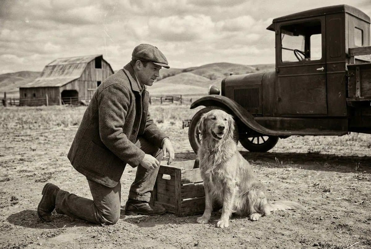 золотистый ретривер у озера в Шотландии — охотничья собака XIX века