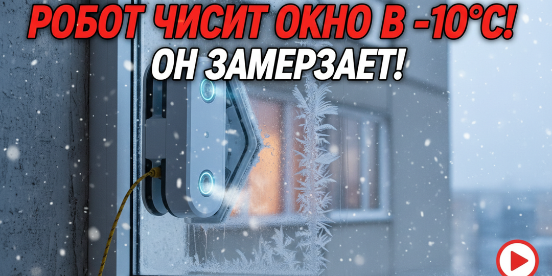 Тестирую робота-мойщика окон в -10 градусов: выжил он или сорвался?