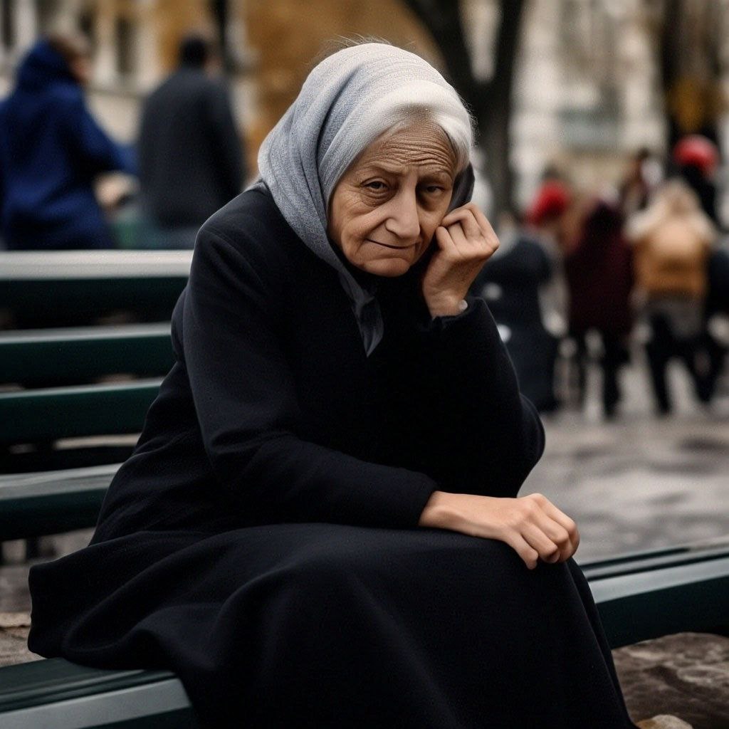 Старушка плачет