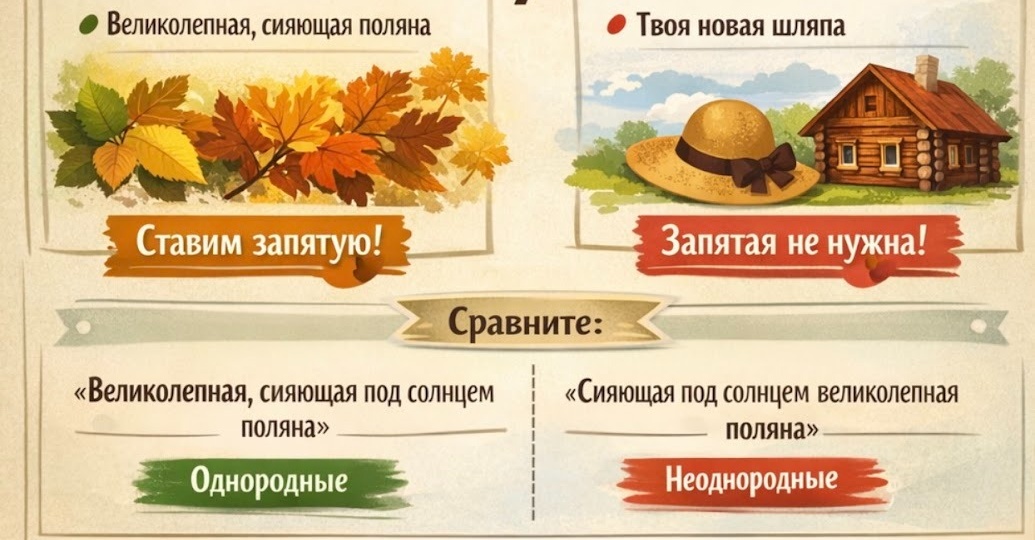 Задание 16 по русскому языку: Как не запутаться в однородных и неоднородных определениях