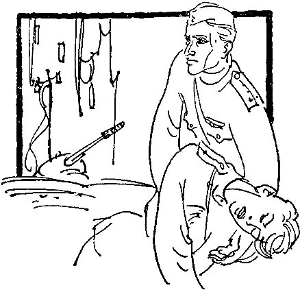 Рисунок С. Калачева к повести М. Михеева "Вирус В-13" в издании 1952 года.