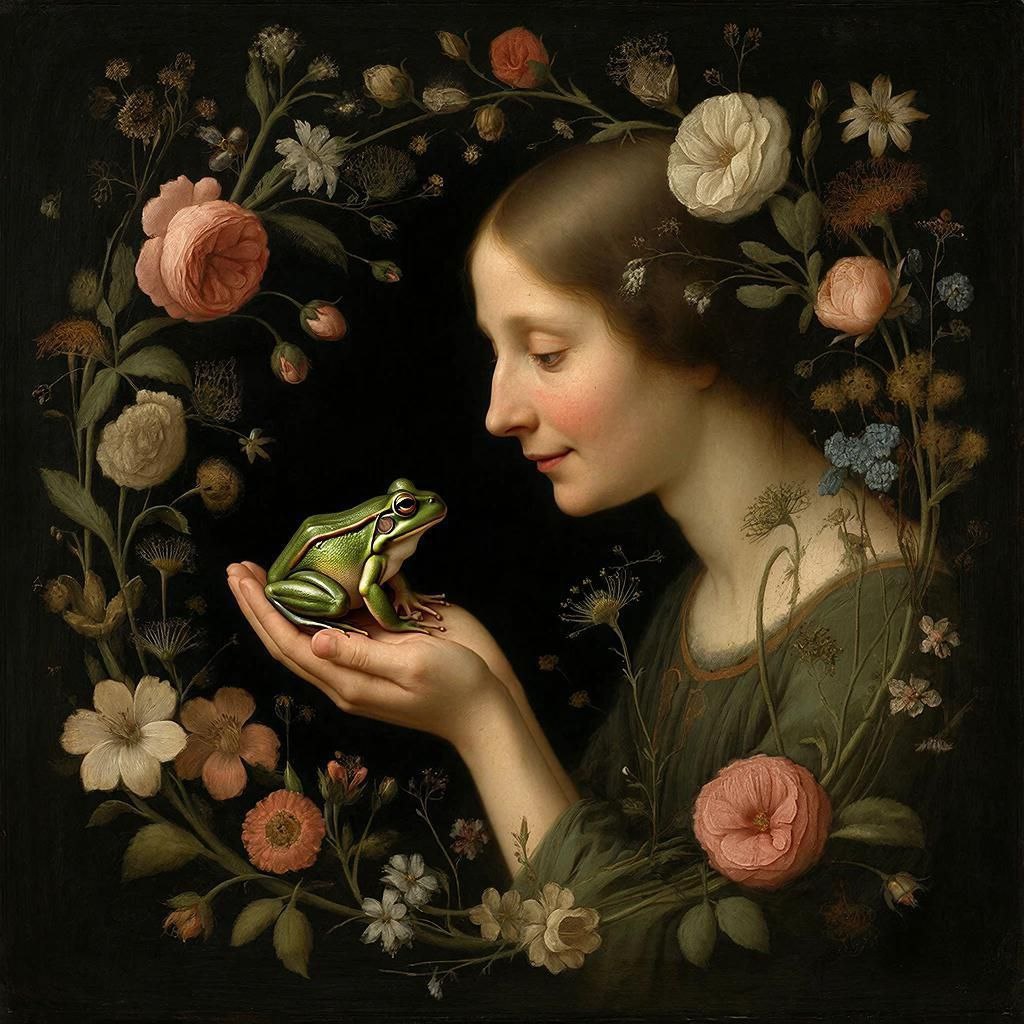 Девушка с лягушкой. Генерация GigaChat. 