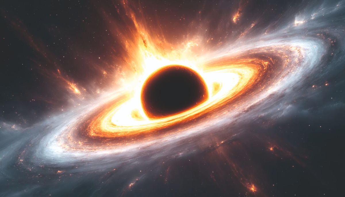 чёрная дыра извергает остатки звезды