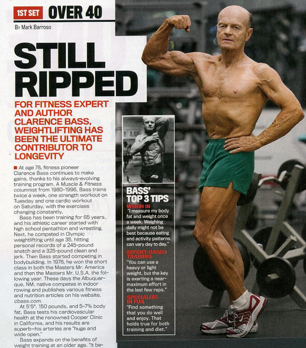 Это его интервью, где ему "всего" 78 лет. Здесь он себя называет "Дед бодибилдинга".