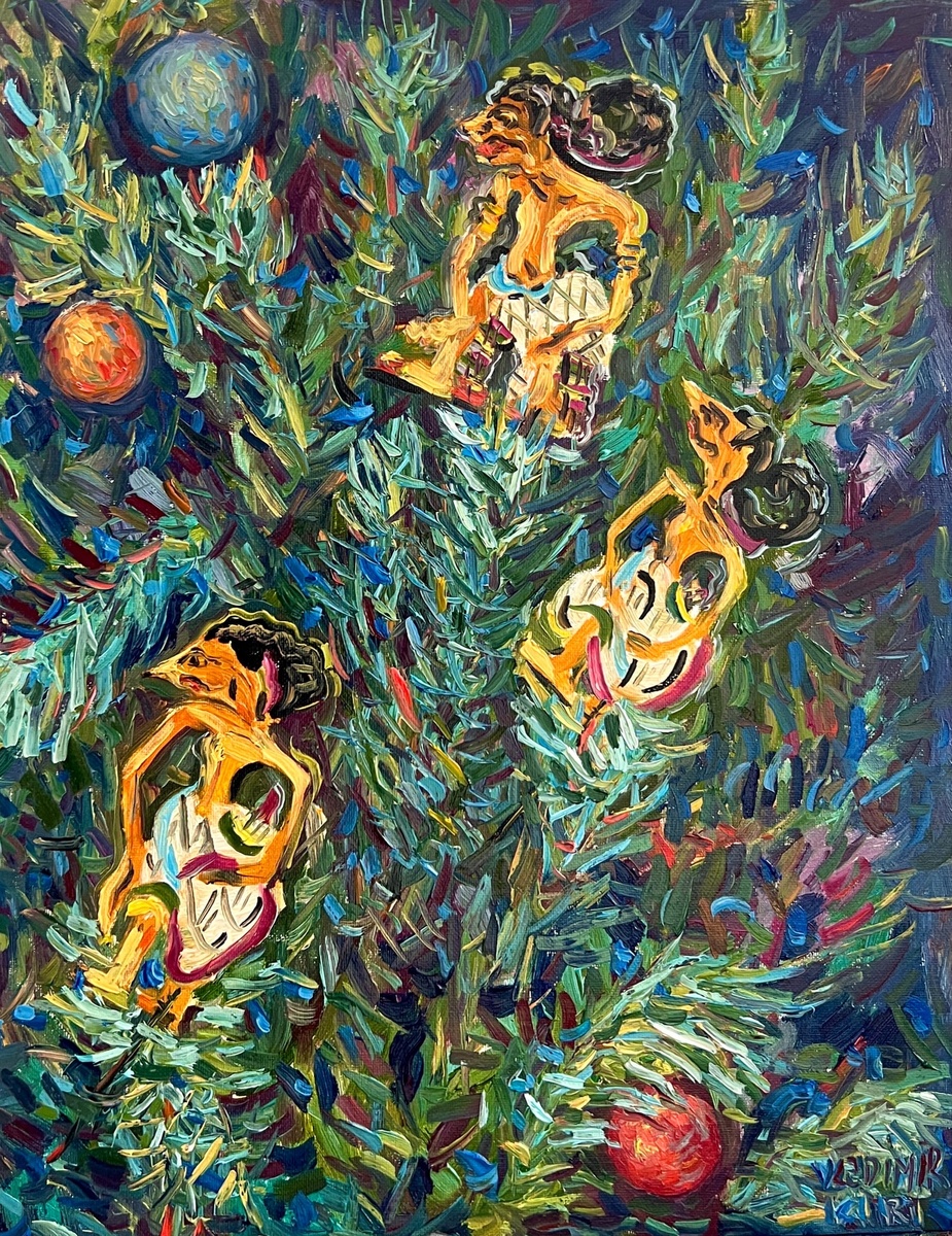 "Елка", масло на холсте 35х40, 2022.