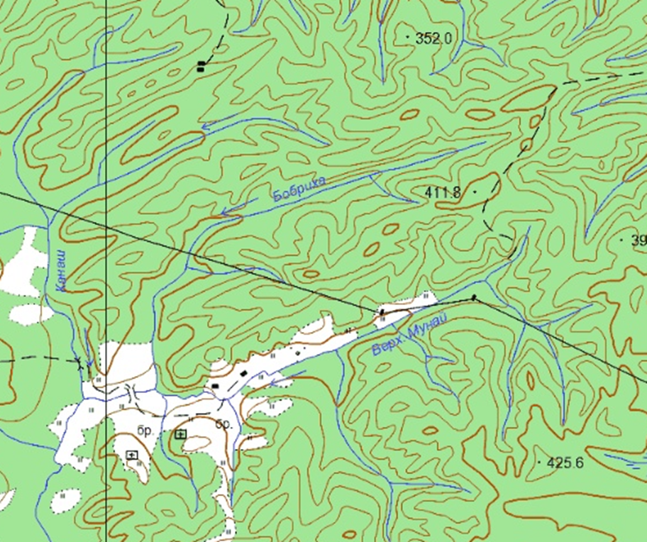 Река Бобриха. Фрагмент карты, 2001г.