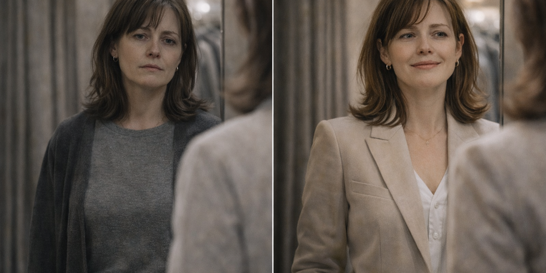 Она хотела выглядеть “скромно”. А выглядела — исчезнувшей. Мы вернули её в кадр