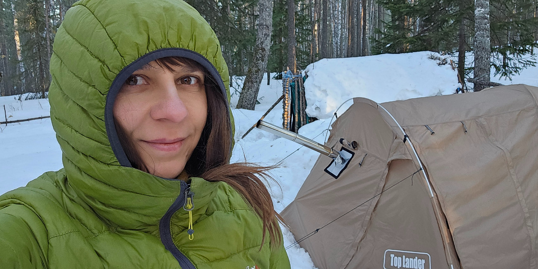 Зимняя ночёвка в палатке с печкой...