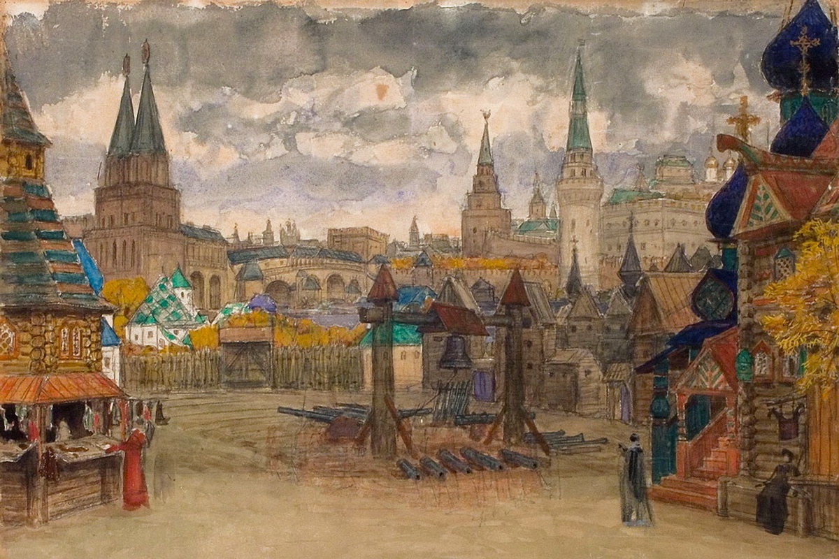    А. Васнецов. Стрелецкая Слобода. Эскиз декораций к опере М. Мусоргского "Хованщина". 1897 / commons.wikimedia.org