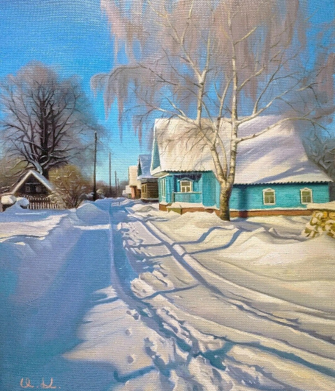 "Мороз и солнце" холст/масло, 60х50, 2023 год.Источник изображения : личная стр. художника в контакте  id151974099 и vk.com›album-