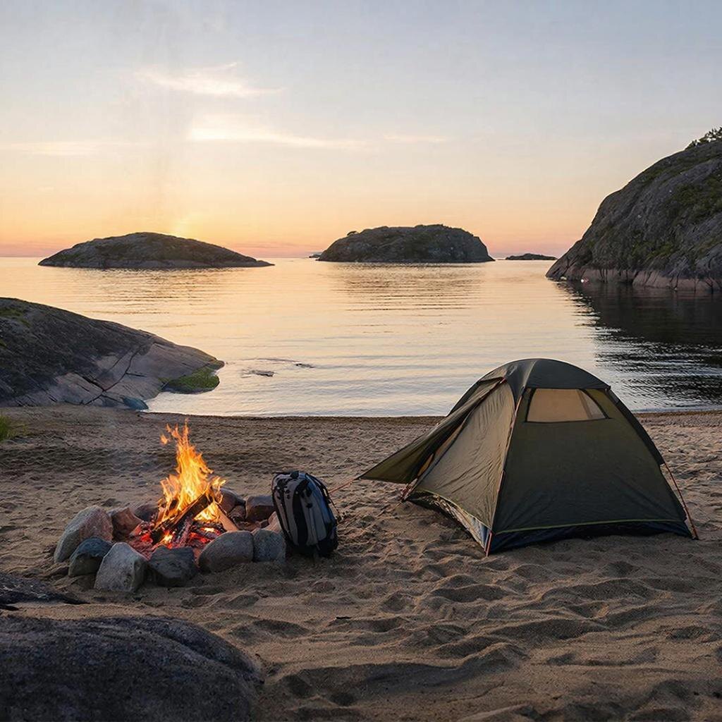 Идеальное место, чтобы забыть о цивилизации и слушать плеск ладожских волн.