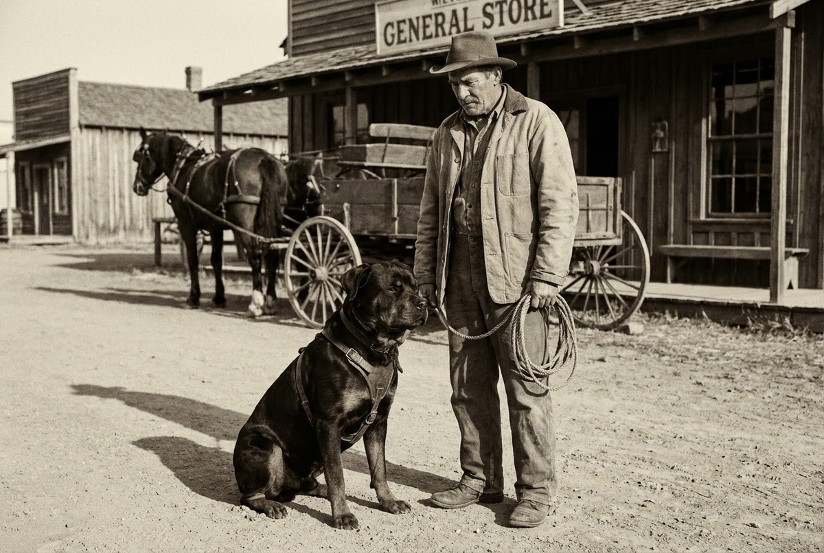ротвейлер на средневековом рынке — собака мясника