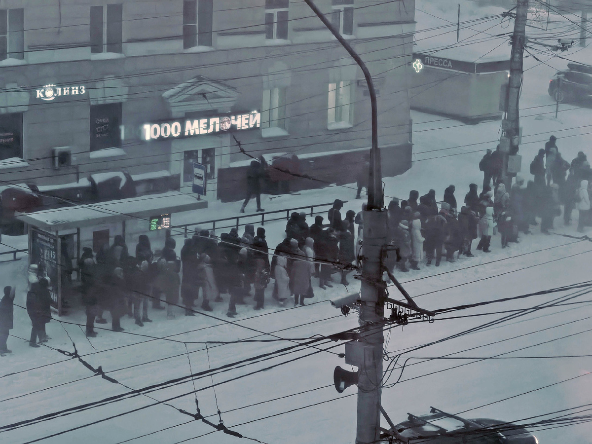 Утро 19 февраля 2026 года. Тула, остановка «Улица Дмитрия Ульянова». Фото предоставлено Максимом Котенёвым.