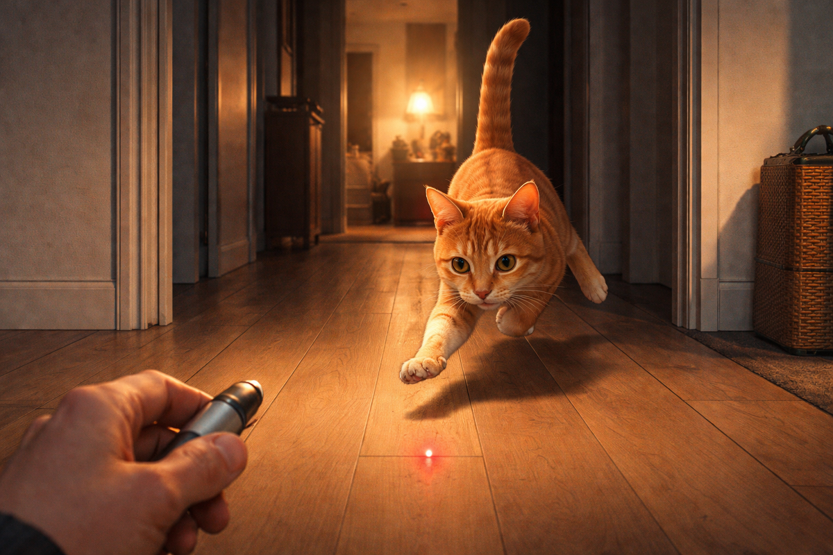 Почему красная точка может не отпускать кошку после выключения игры