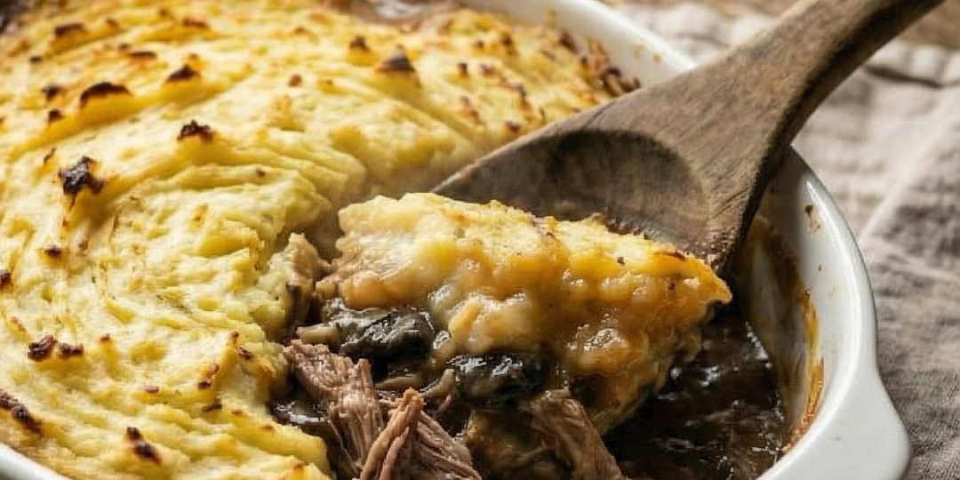 Пастуший пирог с томленой уткой и грибами