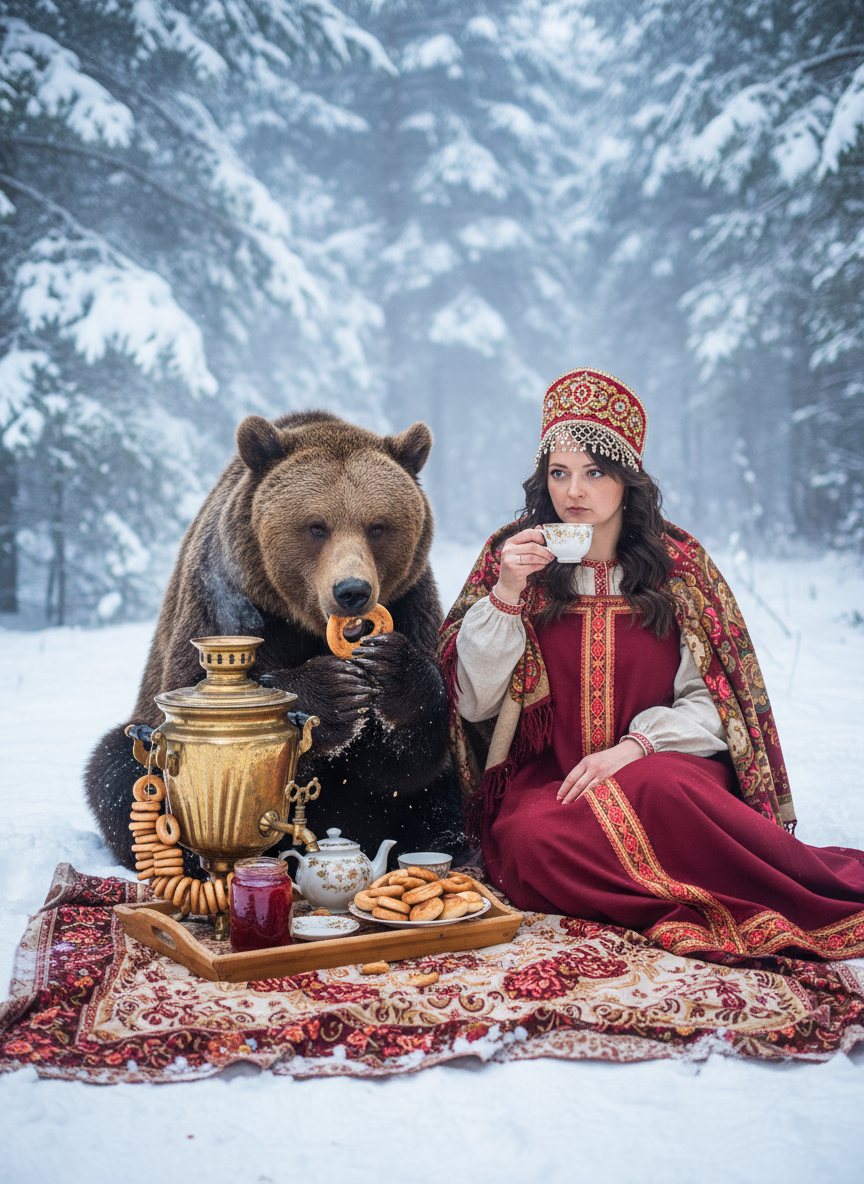 Девушка с медведем