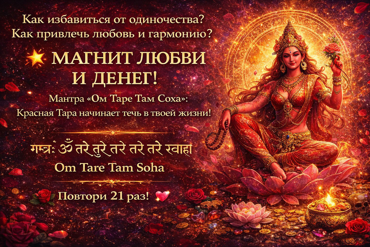 💥 МАГНИТ ЛЮБВИ И ДЕНЕГ! Мантра «Ом Таре Там Соха»: Красная Тара начинает течь в твоей жизни!