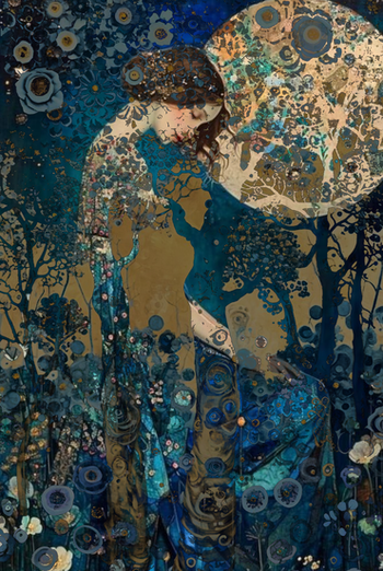 Пин в стиле арт нуво. Коллаж Natalia Gonzalez Sanchez