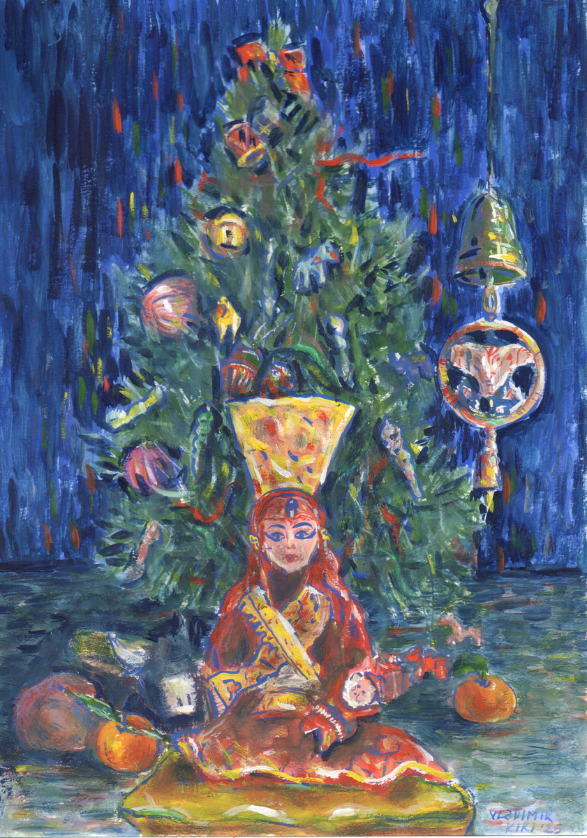 «Новогодняя елка 2026. Тема: Непал», гуашь.