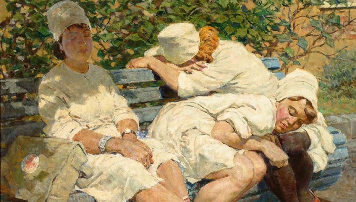     Лев Котляров. Отдых после дежурства. 1956