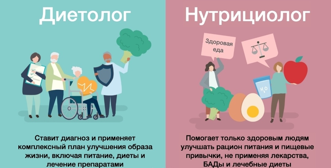 Диетолог - это врач, а нутрициолог - нет.