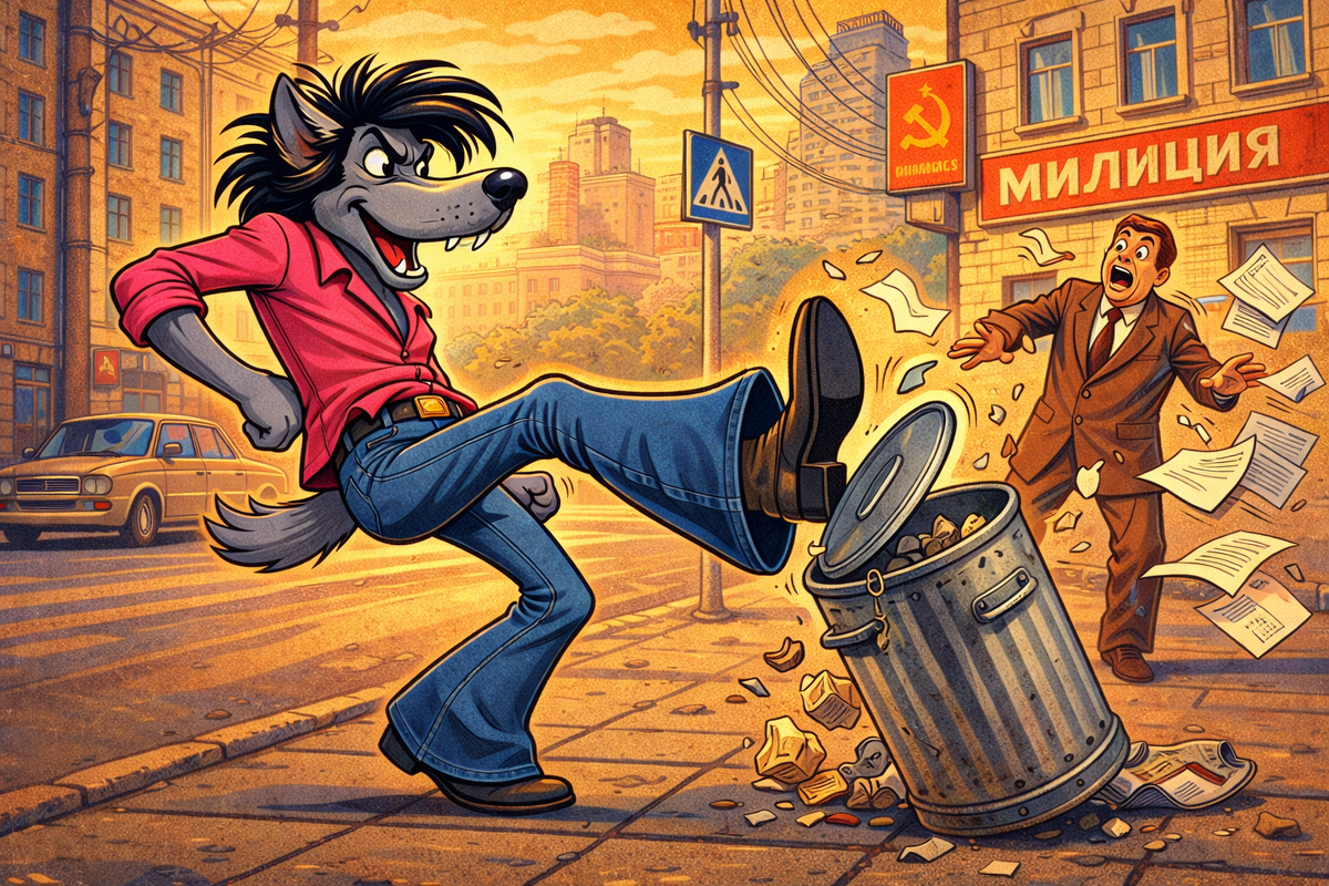 Волк в брюках клеш пугает чиновника