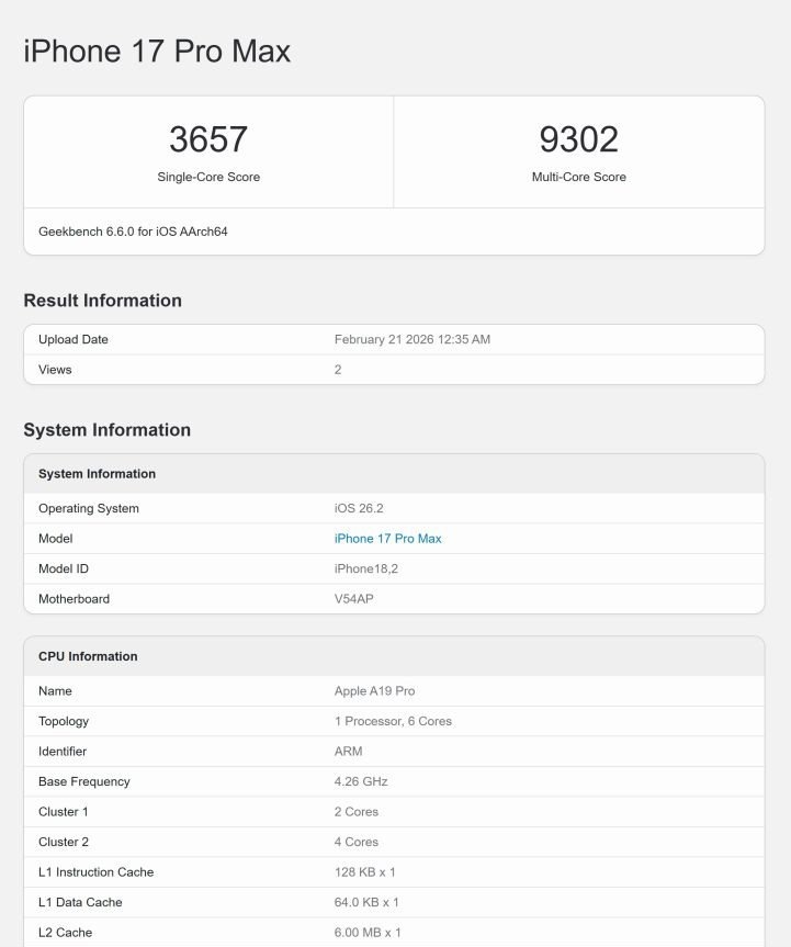    Скриншот сайта Geekbench
